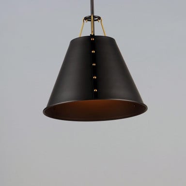Maxim Lighting 25162OIAB Trestle 1 Light Oil Rubbed Bronze Pendant - Side angle view of empire shade with brass bracket detail