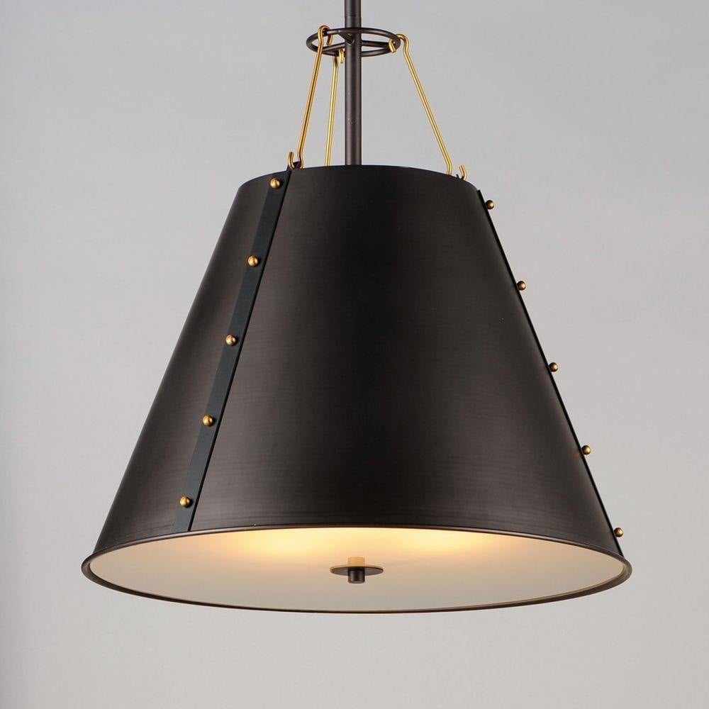 Maxim Lighting 25164OIAB Trestle Pendant close-up showing empire shade and antique brass hardware details