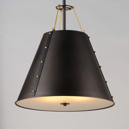 Maxim Lighting 25164OIAB Trestle Pendant close-up showing empire shade and antique brass hardware details