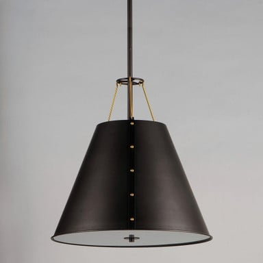 Maxim Lighting 25164OIAB Trestle Pendant side angle view showing cone shade and brass accents