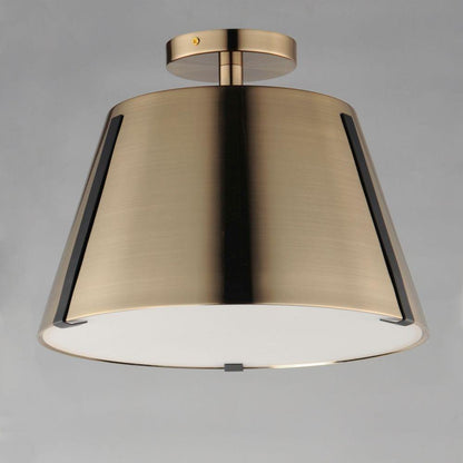 Maxim Lighting 25170DBZHR Carlo 1 Light LED Semi Flush Mount in Heritage Brass with Dark Bronze Accents