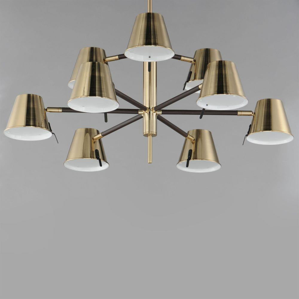Maxim Lighting 25179DBZHR Carlo Chandelier bottom-up view showing 9 Empire shades