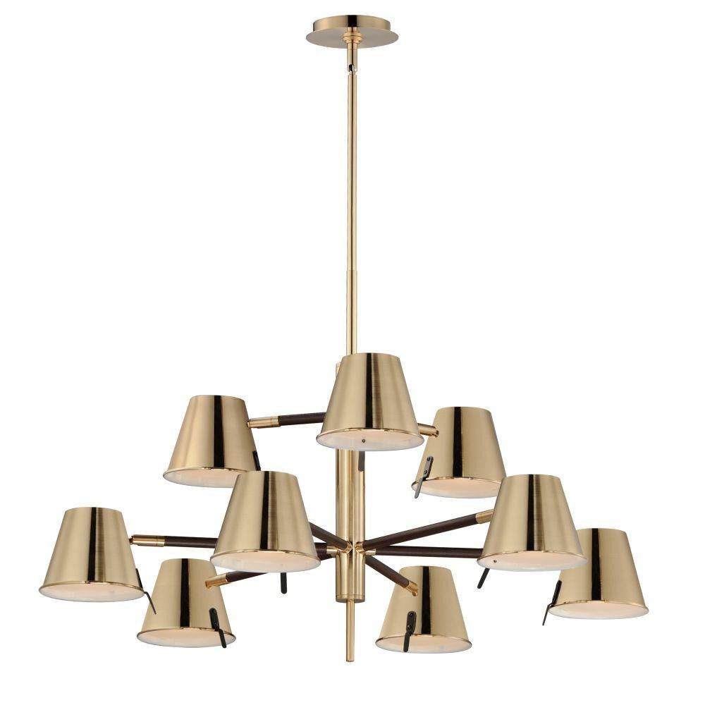 Maxim Lighting 25179DBZHR Carlo 9 Light 34 Inch Heritage Brass with Dark Bronze Chandelier Ceiling Light