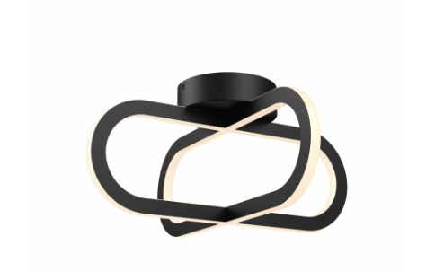 DALS Lighting FDB-CC-BK Atom 17" Wide Semi-flush Ceiling Fixture, Wattage 40W, Multi-Color Temperature, Voltage 120V, Black Finish