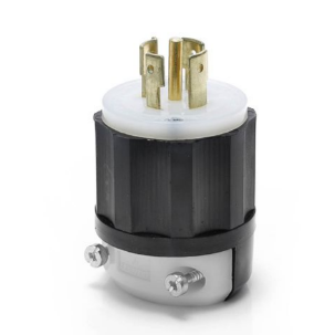Leviton 2521 20A, 277/480V 3-Phase Y, NEMA L22-20P, 4P, 5W, Locking Plug, Grounding (Black/White)