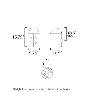 Maxim Lighting 25220LFGNAB Lucas Wall Sconce Dimension Diagram - 15.75H x 9.25W inches