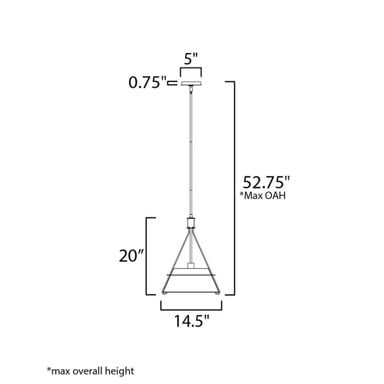 Maxim Lighting 25221LFGNAB Lucas Pendant Dimensions Diagram