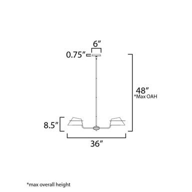 Maxim Lighting 25225LFGNAB Lucas 5 Light Chandelier - Dimensions Diagram