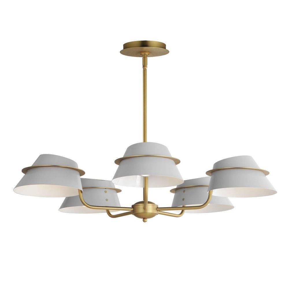 Maxim Lighting 25225LFGNAB Lucas 5 Light 36 inch Natural Aged Brass Chandelier Ceiling Light