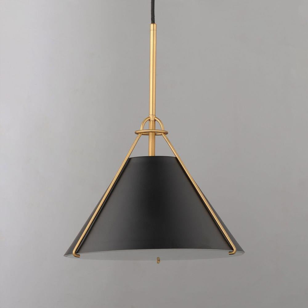 Maxim Lighting 25229BKNAB Lucas Pendant Side View in Black/Natural Aged Brass