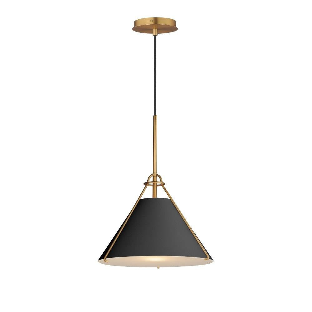 Maxim Lighting 25229LFGNAB Lucas 1 Light 13.25 inch Light French Gray/Natural Aged Brass Pendant Ceiling Light