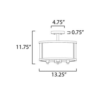 Maxim Lighting 25250CLBK Sentinel Semi Flush Mount Ceiling Light - Dimension Diagram