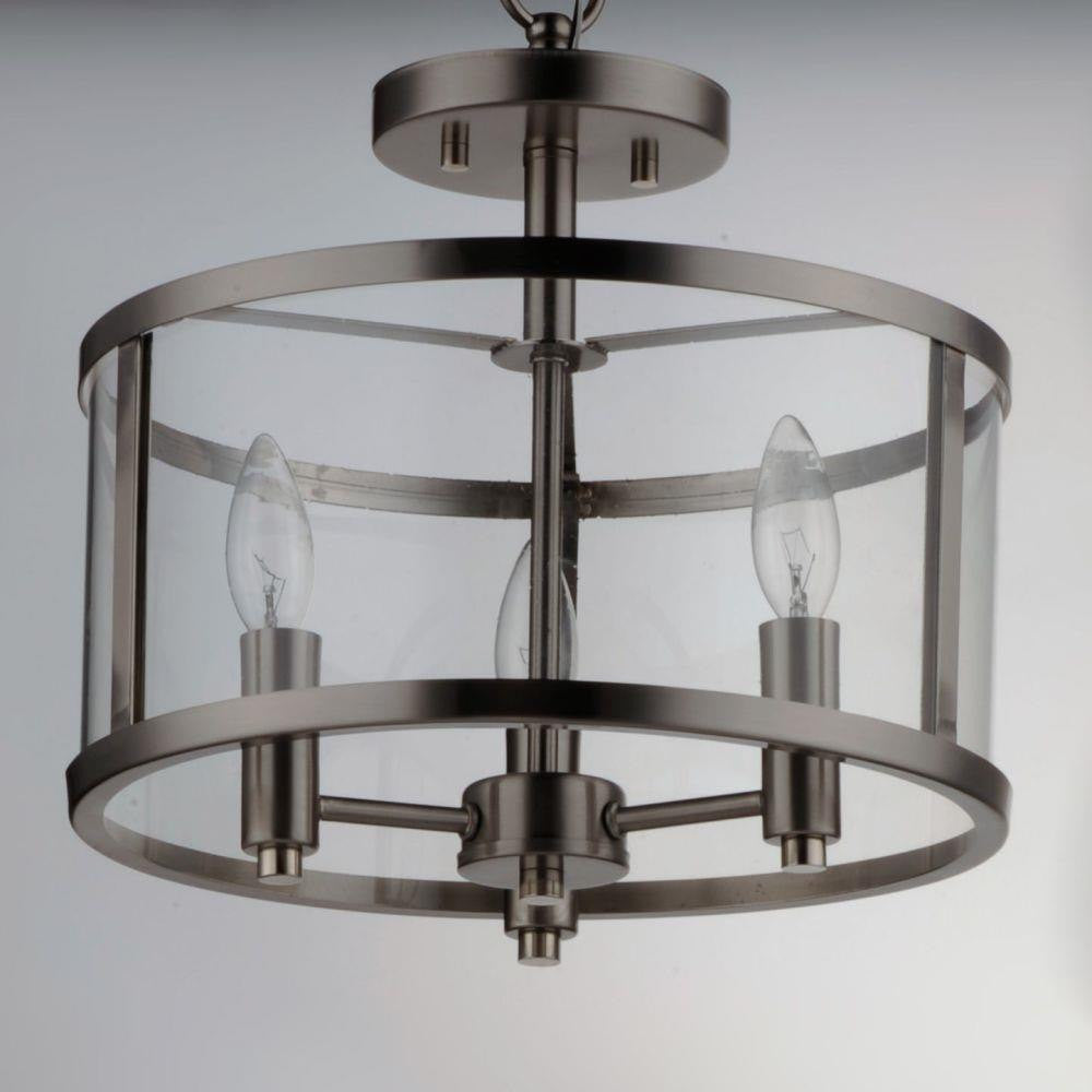 Maxim Lighting 25250CLSN Sentinel 3 Light Satin Nickel Semi Flush Mount Ceiling Light