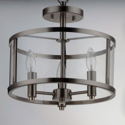 Maxim Lighting 25250CLSN Sentinel 3 Light Satin Nickel Semi Flush Mount Ceiling Light