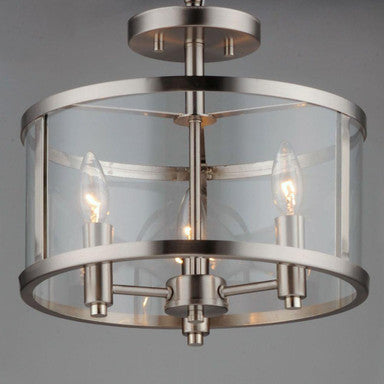 Maxim Lighting 25250CLSN Sentinel 3 Light Satin Nickel Semi Flush Mount Ceiling Light Close Up