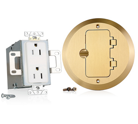 Leviton 25251-TDB 15 Amp 1-Gang Floor Box Assembly, Commercial Grade, Tamper-Resistant, Self-Grounding