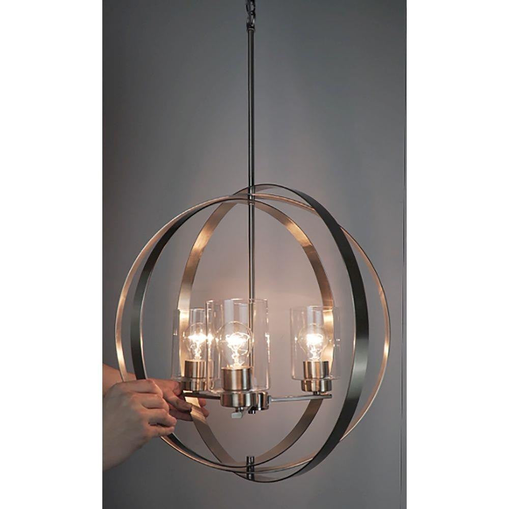 Maxim Lighting 25254CLSN Sentinel 3 Light Satin Nickel Globe Pendant - Installation View