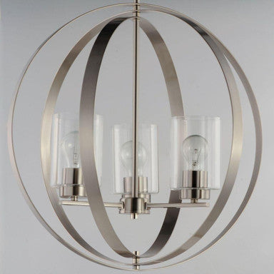 Maxim Lighting 25254CLSN Sentinel 3 Light Satin Nickel Globe Pendant - Side Angle View