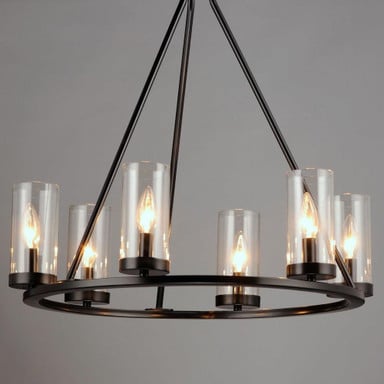 Maxim Lighting 25255CLSN Sentinel Chandelier - Ring Frame and Glass Shades Overhead View