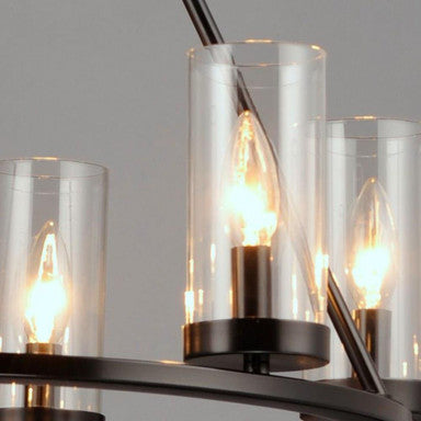 Maxim Lighting 25255CLBK Sentinel 6 Light Black Chandelier - Glass Shade Detail