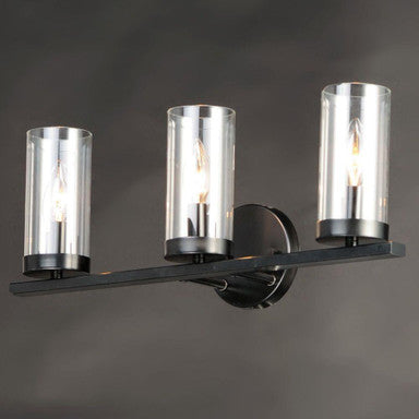 Maxim Lighting 25257CLBK Sentinel 3 Light Black Bath Vanity Wall Light - Close Angle View