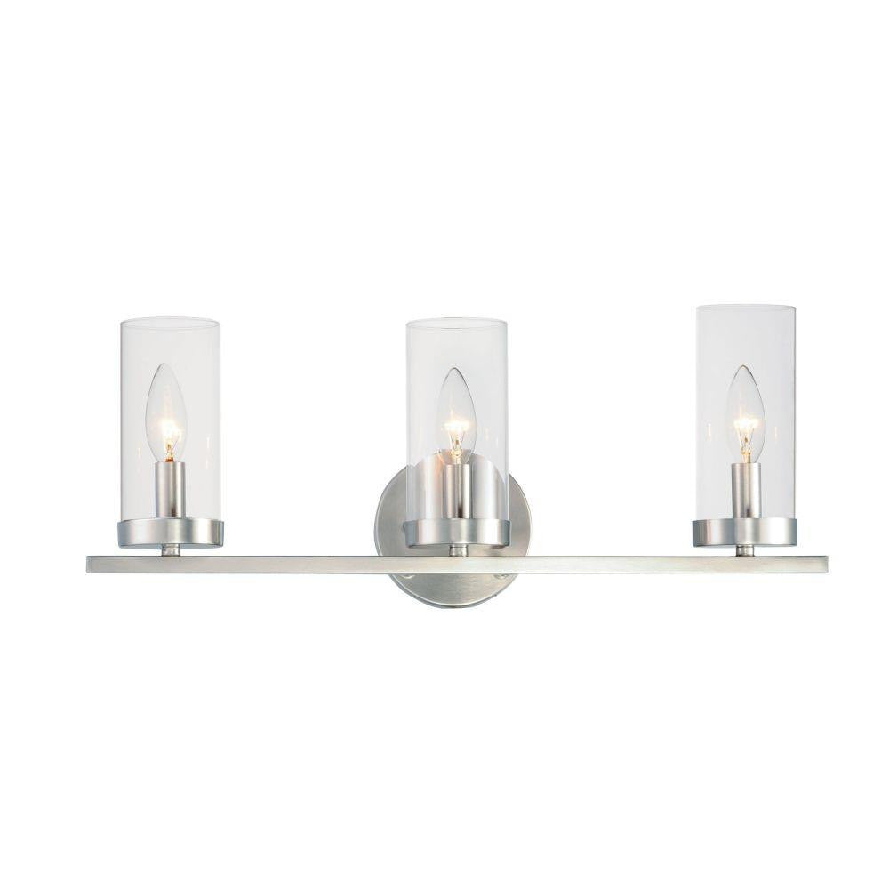 Maxim Lighting 25257CLSN Sentinel 3 Light Satin Nickel Bath Vanity Wall Light on white background
