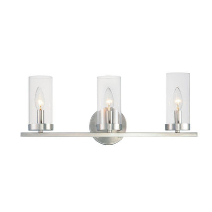 Maxim Lighting 25257CLSN Sentinel 3 Light Satin Nickel Bath Vanity Wall Light on white background