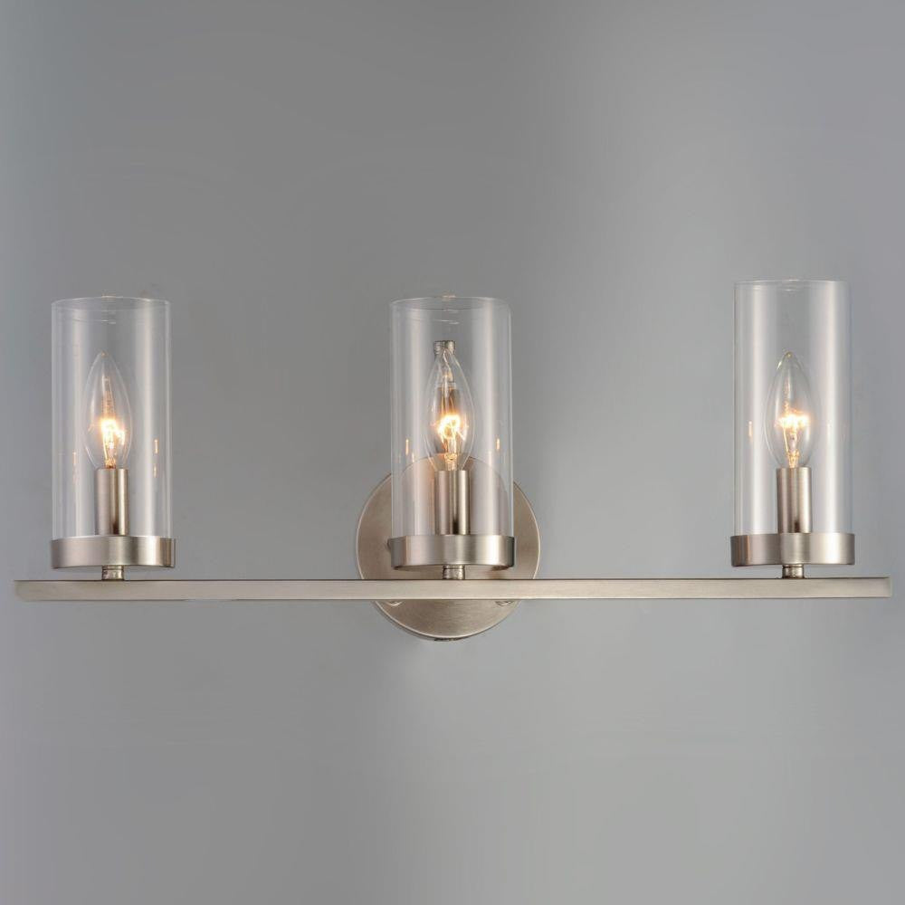 Maxim Lighting 25257CLSN Sentinel 3 Light Satin Nickel Bath Vanity Wall Light lifestyle view