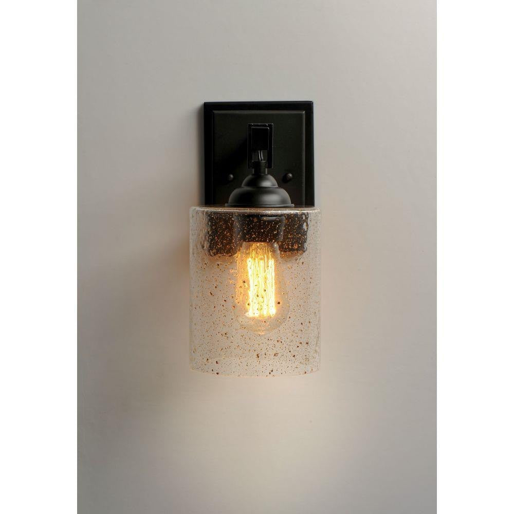 Maxim Lighting 25271SSBZ Stonehenge 1 Light Sable Bronze Wall Sconce with seeded glass shade, lifestyle view