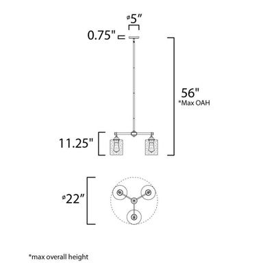 Maxim Lighting 25273SSBZ Stonehenge Chandelier - Dimensions Diagram
