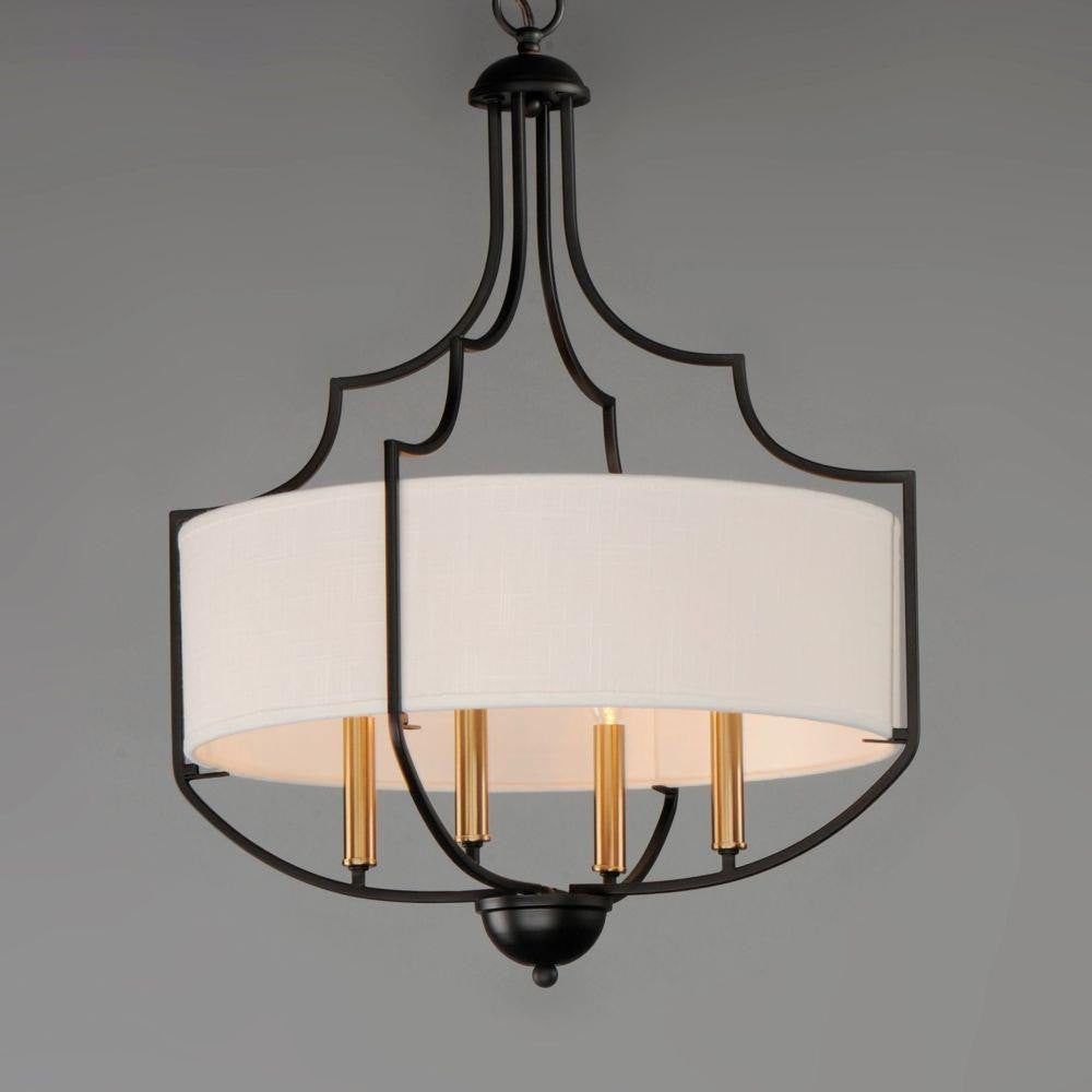 Maxim Lighting 25284WLBZAB Savant 4 Light Bronze with Antique Brass Chandelier - Angle View