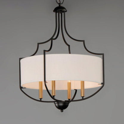 Maxim Lighting 25284WLBZAB Savant 4 Light Bronze with Antique Brass Chandelier - Angle View