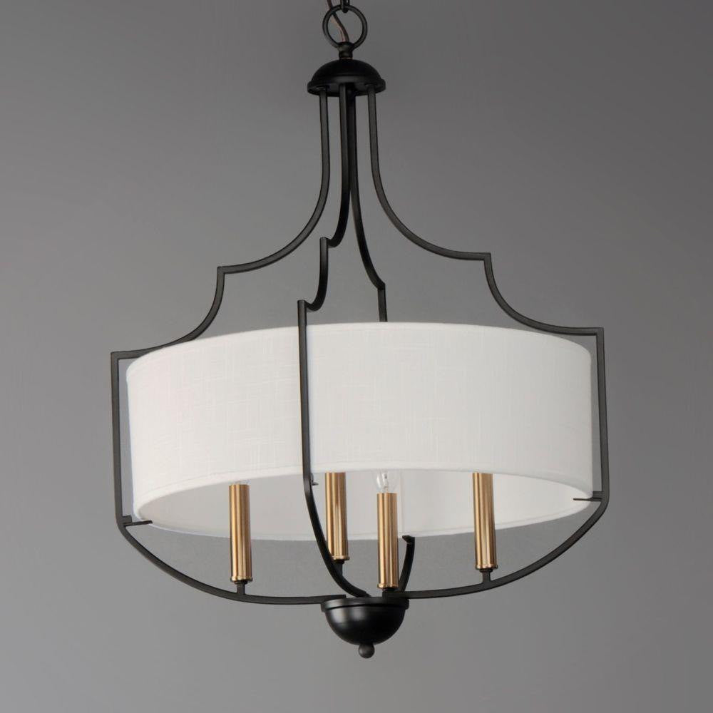 Maxim Lighting 25284WLBZAB Savant 4 Light Bronze with Antique Brass Chandelier - Front View