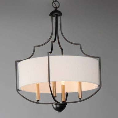 Maxim Lighting 25284WLBZAB Savant 4 Light Bronze with Antique Brass Chandelier - Side Angle View