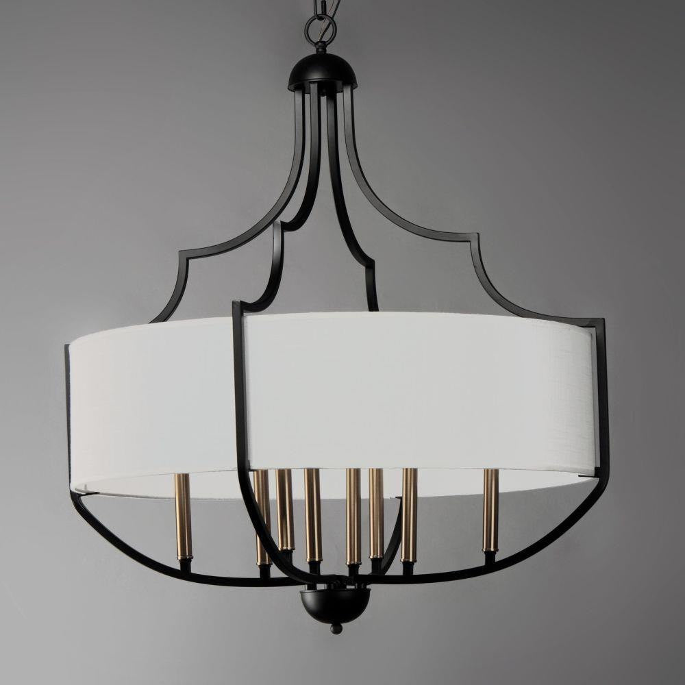 Maxim Lighting 25285WLBZAB Savant 8 Light 31 inch Bronze and Antique Brass Drum Chandelier - angle view on gray background