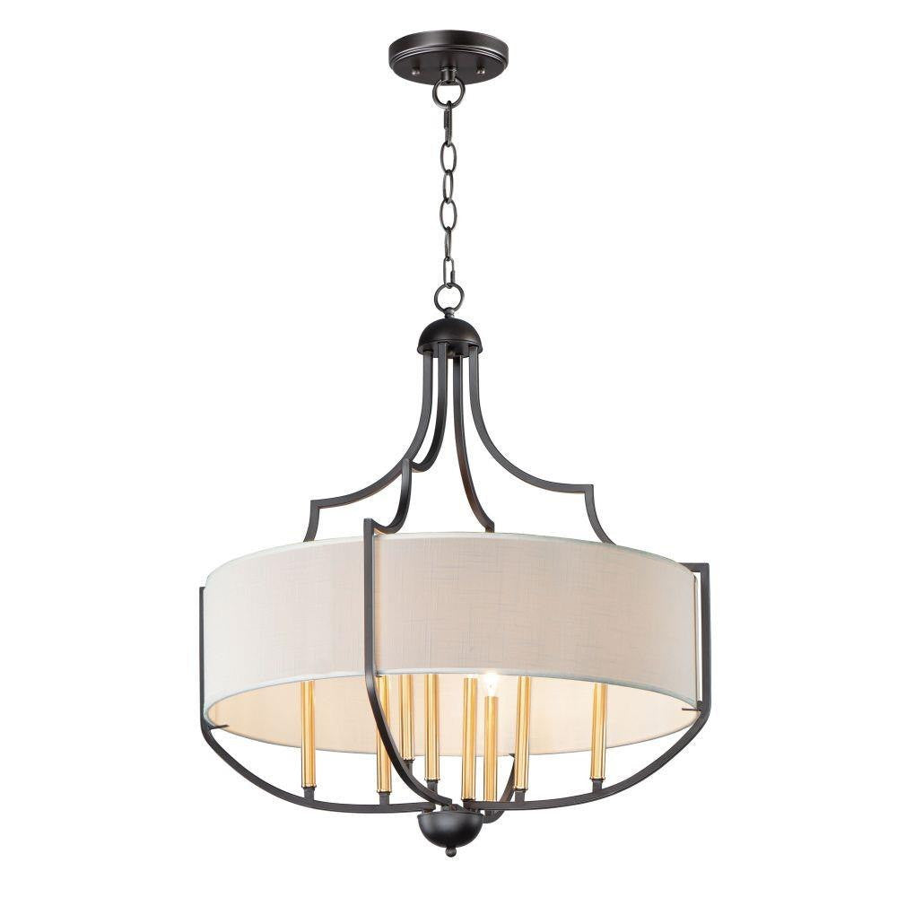Maxim Lighting 25285WLBZAB Savant 8 Light 31 inch Bronze and Antique Brass Drum Chandelier with chain on white background