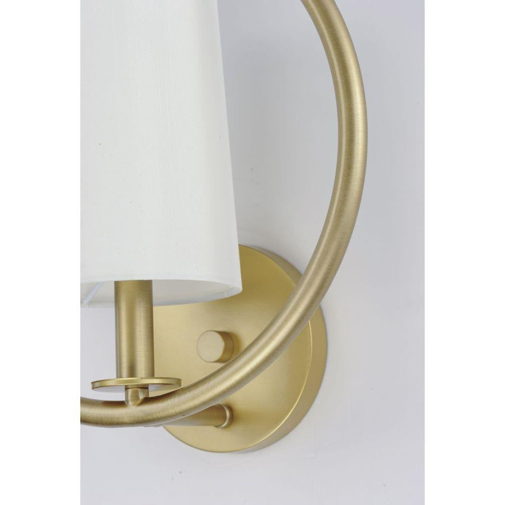 Maxim Lighting 25291OFNAB Meridian Wall Sconce - Close-Up of Natural Aged Brass Ring and Off White Shade