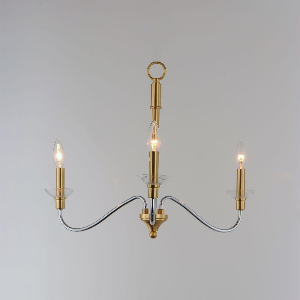 Maxim Lighting 25373CLPCSBR Clarion 3 Light Polished Chrome Satin Brass Pendant Ceiling Light - Front Angle View