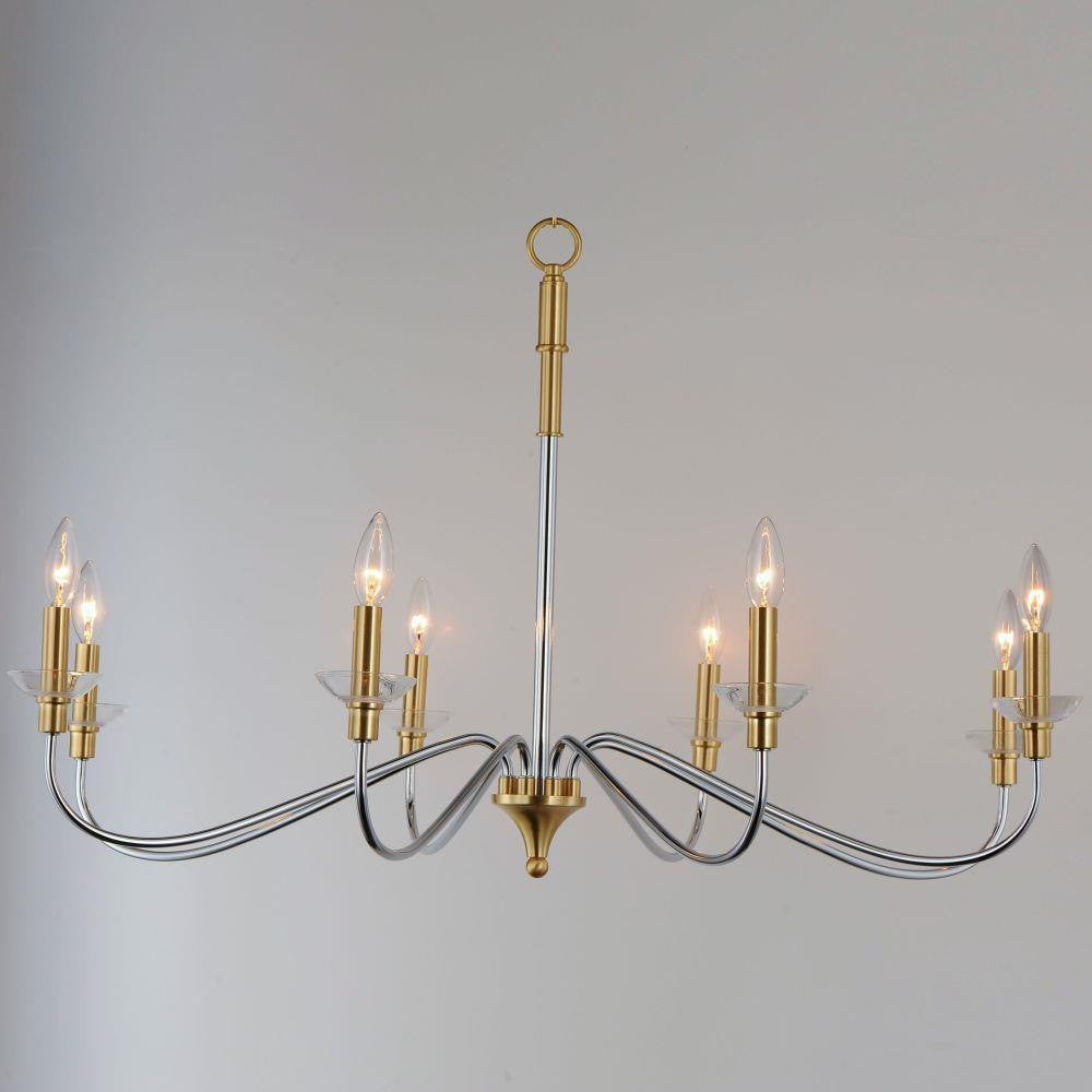 Maxim Lighting 25378CLPCSBR Clarion 8 Light Chandelier with Bulbs Lit - Side Angle