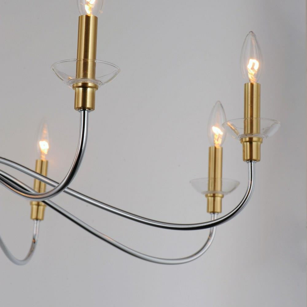 Maxim Lighting 25378CLPCSBR Clarion 8 Light Chandelier Arm and Bobeche Detail