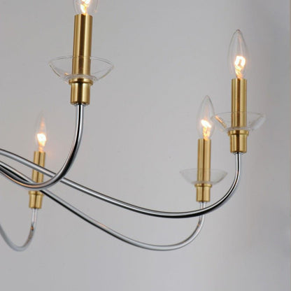 Maxim Lighting 25378CLPCSBR Clarion 8 Light Chandelier Arm and Bobeche Detail