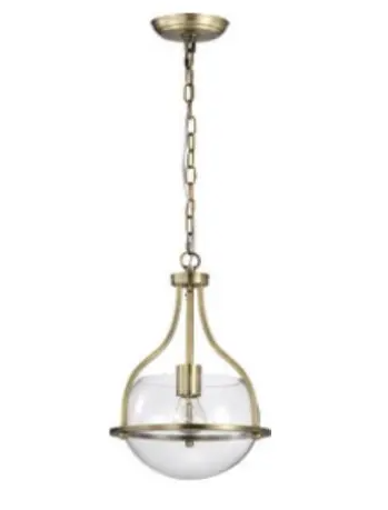 Nuvo 60-7815 10-in Amado Pendant Light Fixture w/o Bulb, Voltage 120V, Vintage Brass