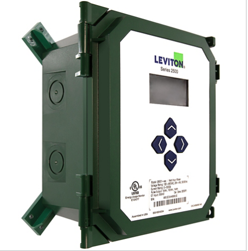 Leviton 25B01 VerifEye Series 2500 Submeter, 3-Phase Programmable Pulse/Modbus, 120/208V or 277/480V, 5A to 800A, compatible with solid core or split core current transformers.