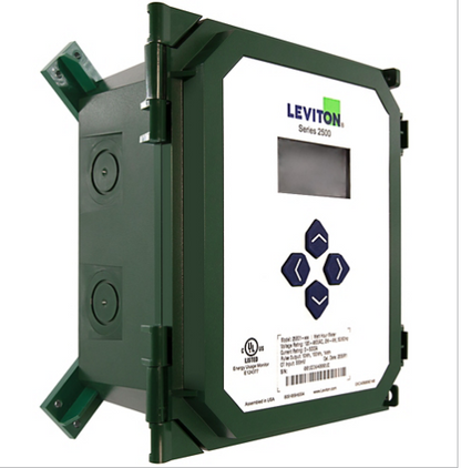 Leviton 25B01 VerifEye Series 2500 Submeter, 3-Phase Programmable Pulse/Modbus, 120/208V or 277/480V, 5A to 800A, compatible with solid core or split core current transformers.