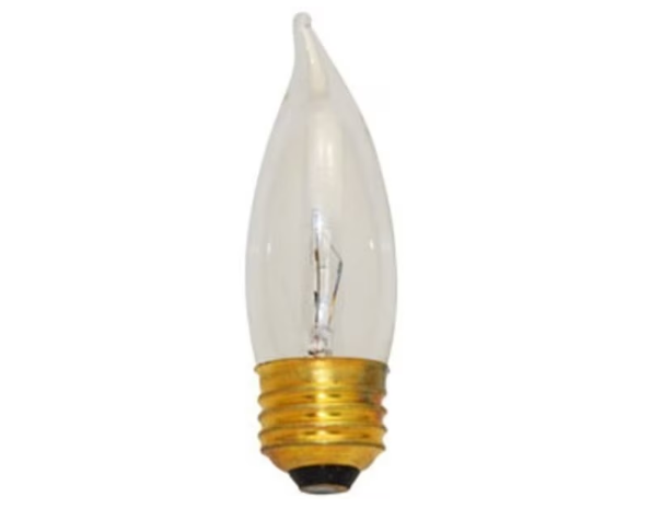 Feit Electric 25EFC-130 Clear Flame Tip Chandelier Light Bulb, Wattage 25W, Voltage ‎130V, Color Temperature 2700K,