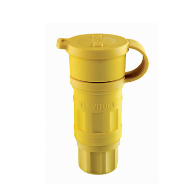 Leviton 25W47 15 Amp, 125 Volt, NEMA L5-15R, 2P, 3W, Locking Connector, Industrial Grade, Grounding, Wetguard - YELLOW