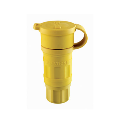 Leviton 25W49 15 Amp, 250 Volt, NEMA L6-15R, 2P, 3W, Locking Connector, Industrial Grade, Grounding, Wetguard - YELLOW