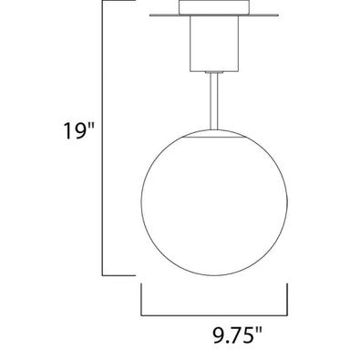 Maxim Lighting 26031SWSBRBK Vesper Semi-Flush Mount dimension diagram 9.75 inches wide by 19 inches high