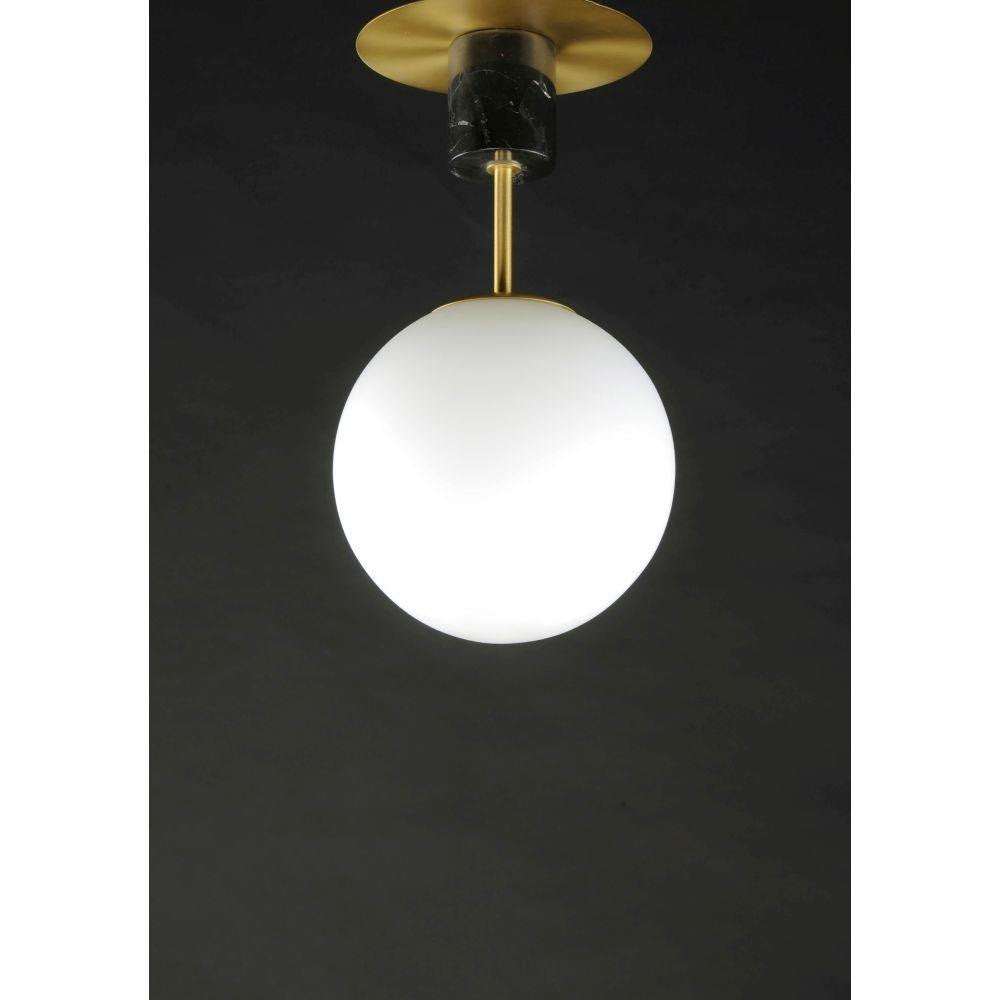 Maxim Lighting 26031SWSBRBK Vesper 1 Light Satin Brass Black Globe Semi-Flush Mount on dark background