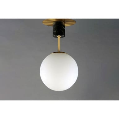 Maxim Lighting 26031SWSBRBK Vesper Globe Semi-Flush Mount angled view on light background